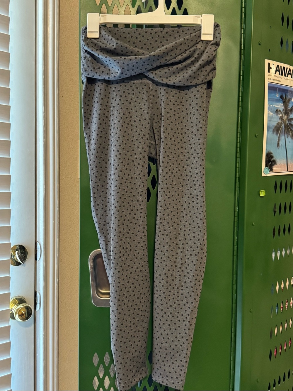 Nike Gray Polka Dot Fold-Over Waist 25” Leggings